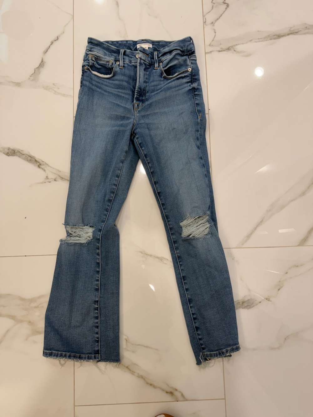 Good American Medium Blue Distressed Skinny Jeans